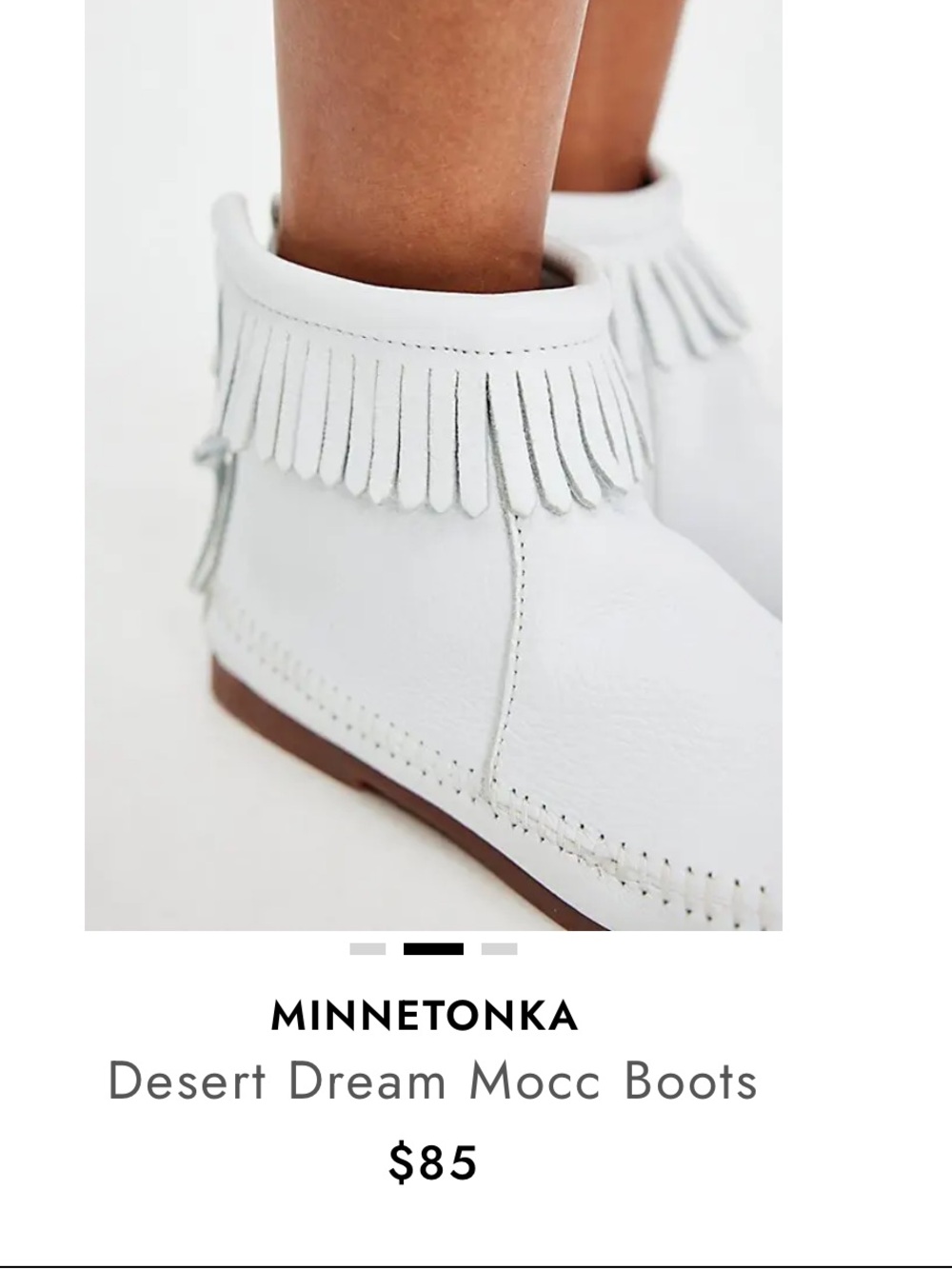 Minnetonka White Fringe Desert Dream Moccasins
